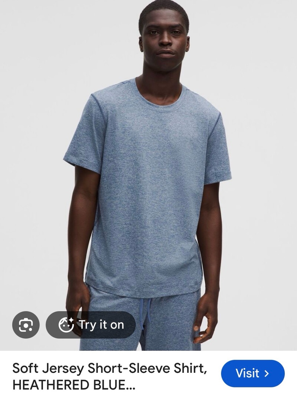 lululemon athletica Men’s Heathered Light Blue Crew Tee